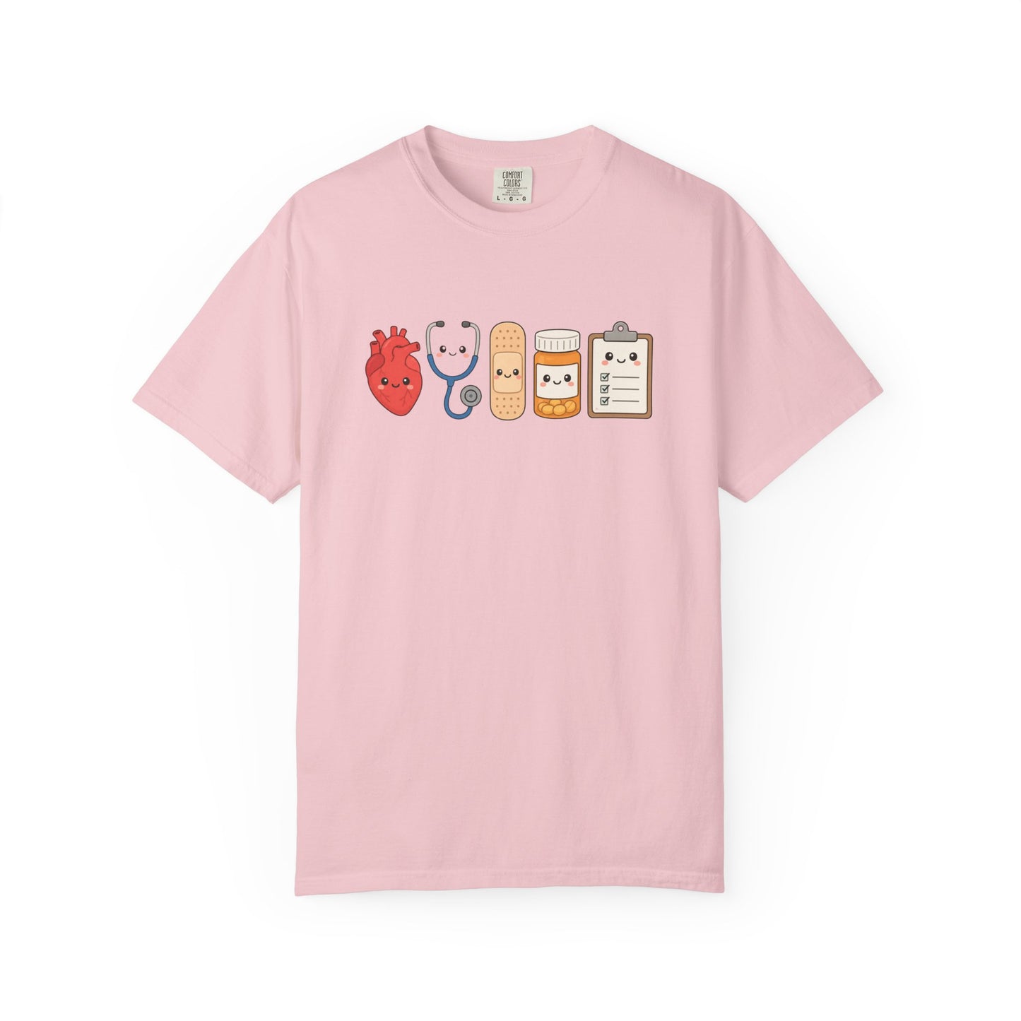Cute Medical Kawaii T-Shirt — Heart, Stethoscope & Bandage Graphic Tee