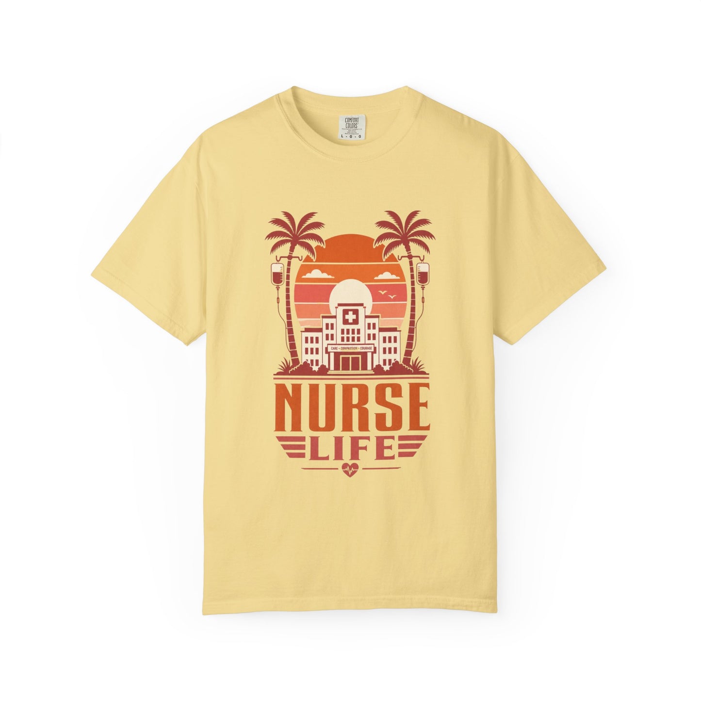 Nurse Life T-Shirt — Retro Beach Palm Hospital Graphic