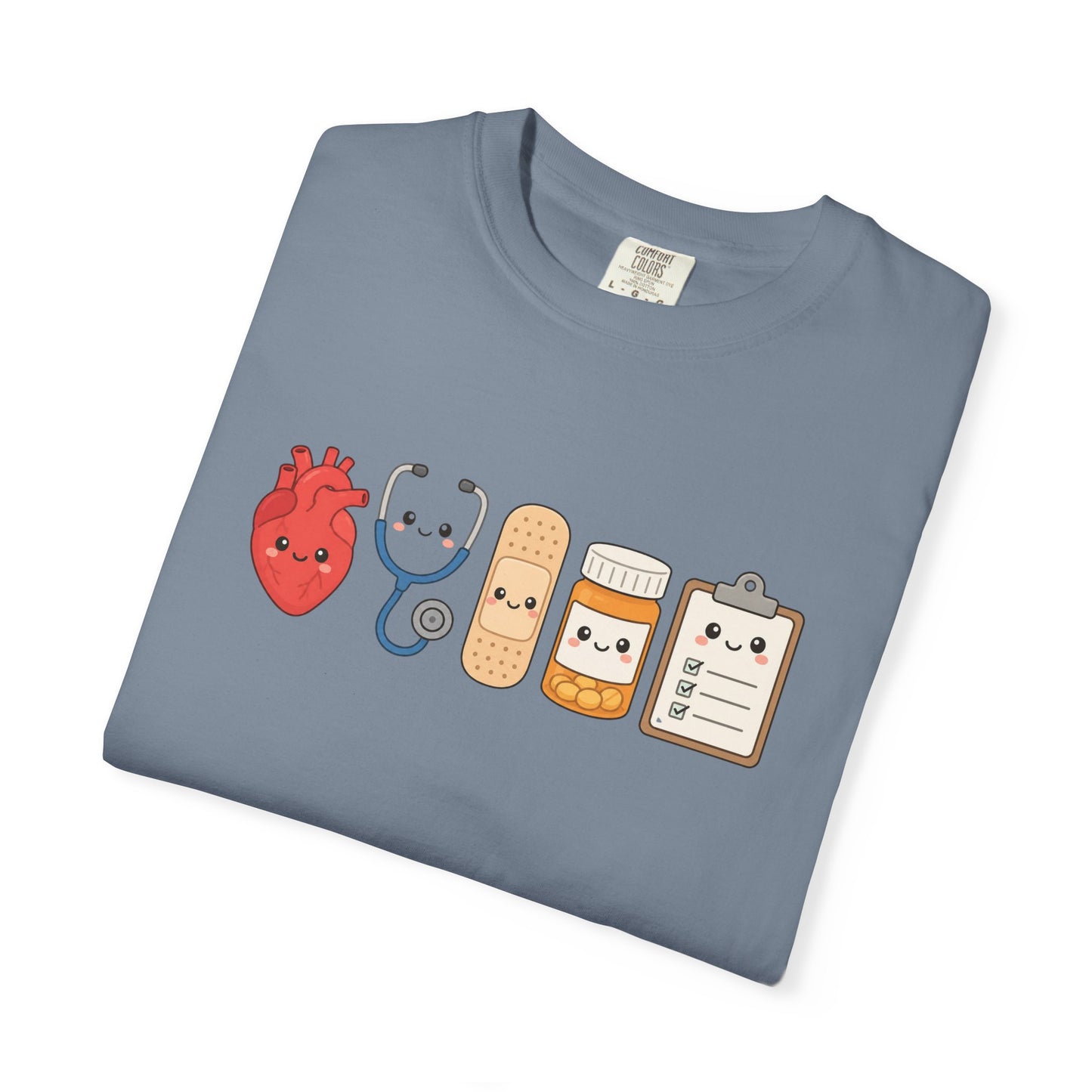 Cute Medical Kawaii T-Shirt — Heart, Stethoscope & Bandage Graphic Tee