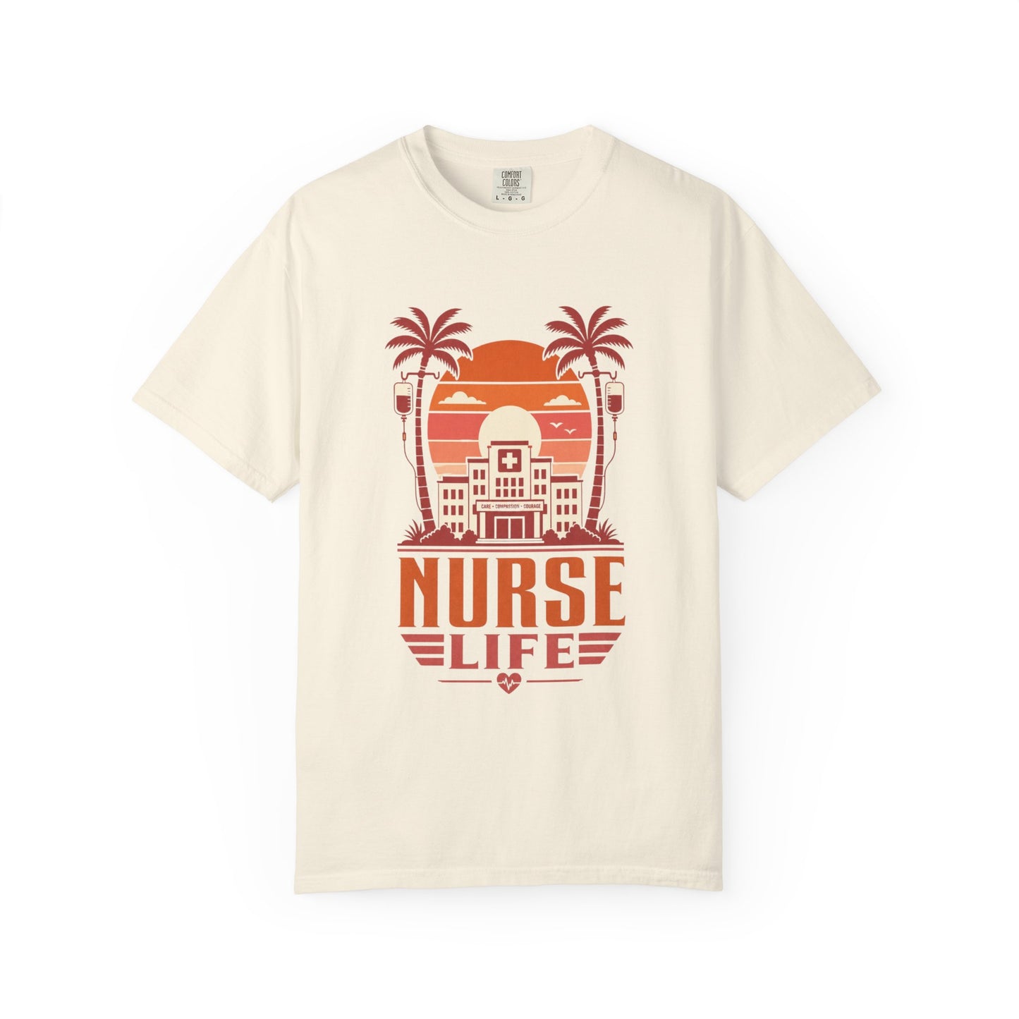 Nurse Life T-Shirt — Retro Beach Palm Hospital Graphic