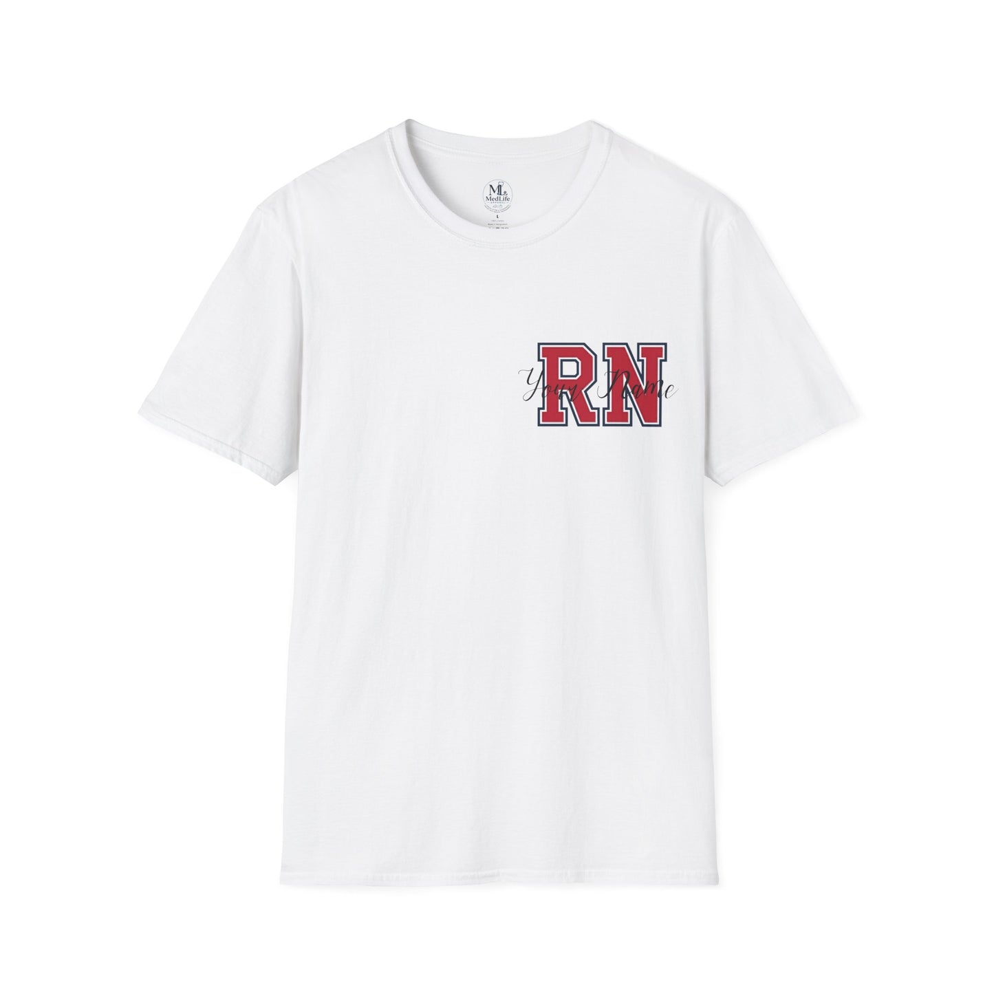 Personalized RN Nurse T-Shirt - Vintage Red Collegiate Letters