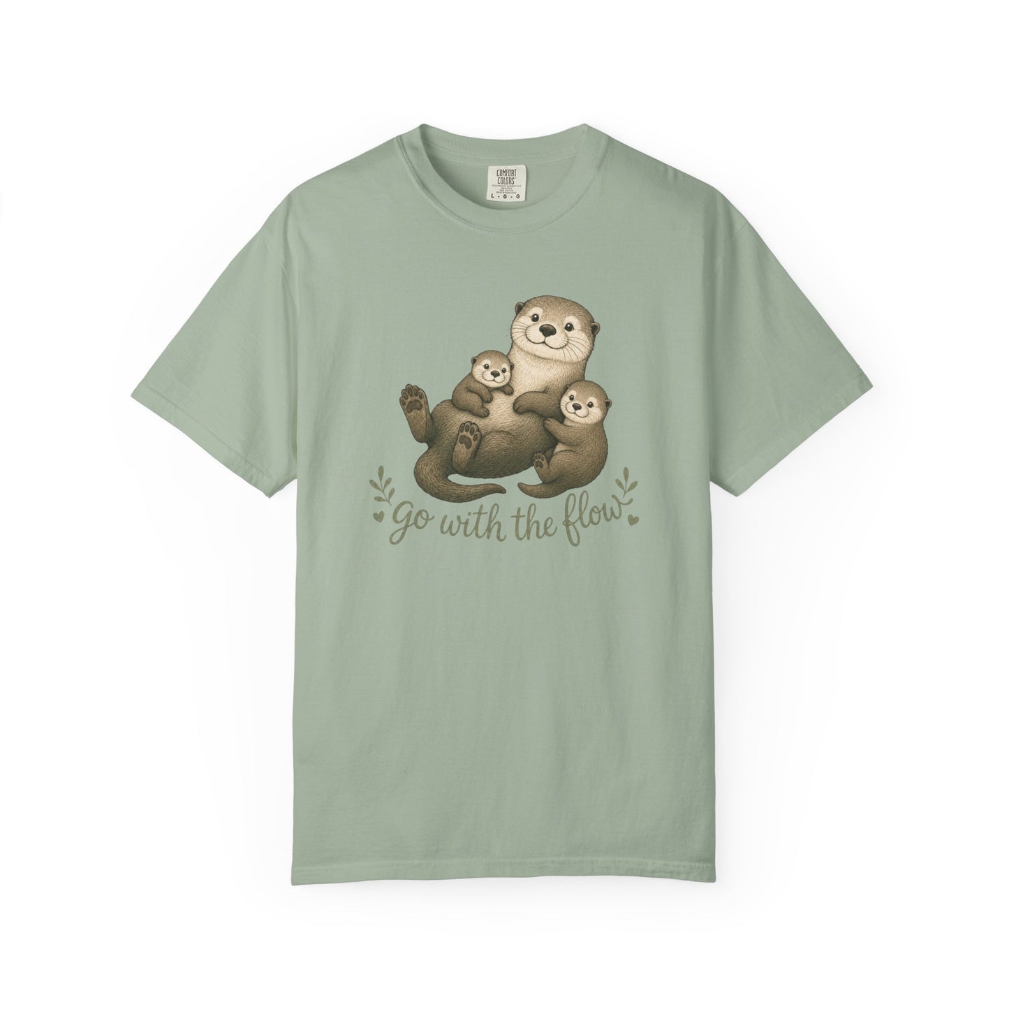 Otter Family T-Shirt — "Go With The Flow" Cute Animal Graphic Tee