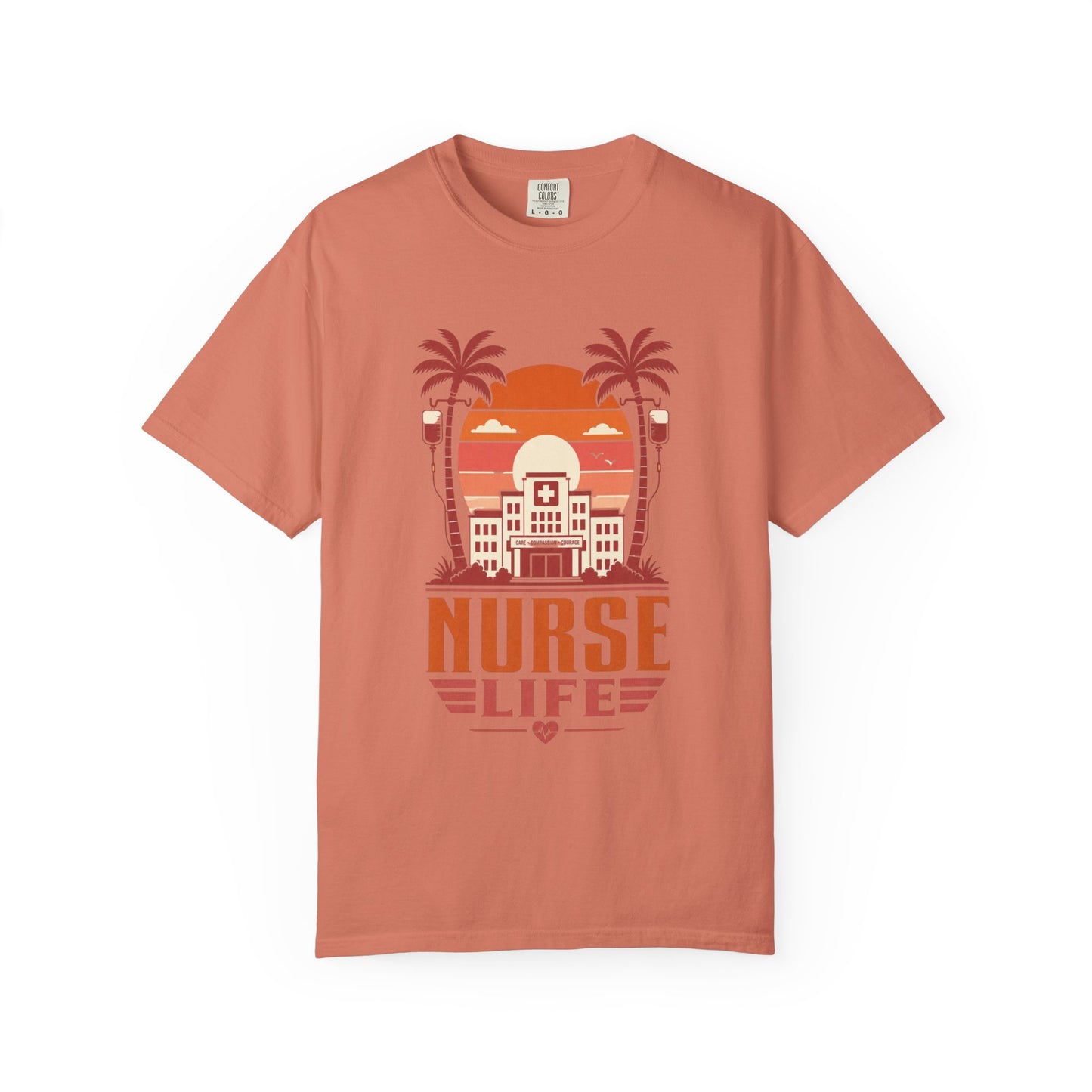 Nurse Life T-Shirt — Retro Beach Palm Hospital Graphic