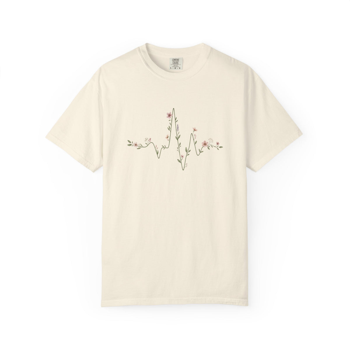 Wildflower Heartbeat Shirt | Botanical EKG Nurse Tee | RN Gift T-Shirt | Minimalist Nurse Shirt | Comfort Colors