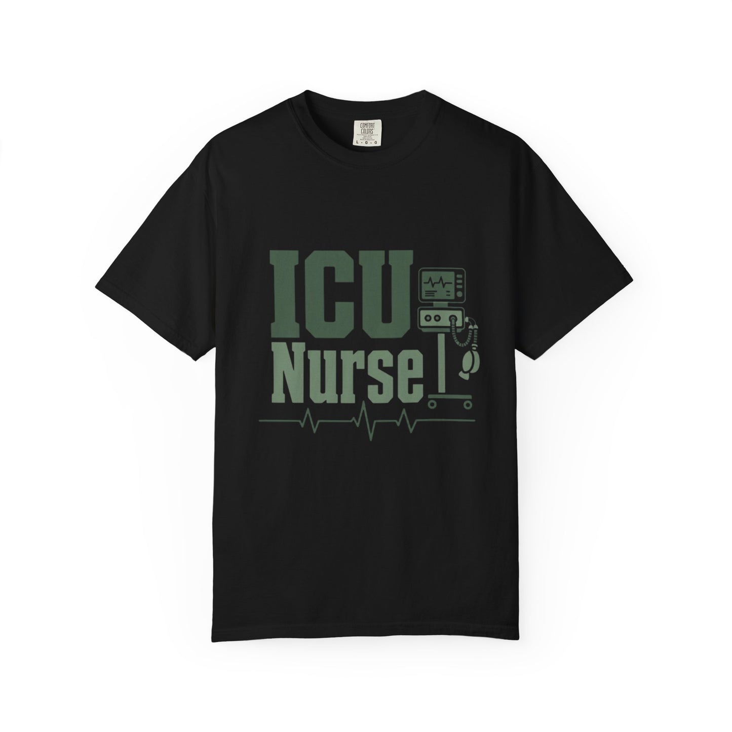 ICU Nurse T-Shirt — Funny Critical Care Nursing Tee with EKG & Monitor Graphic