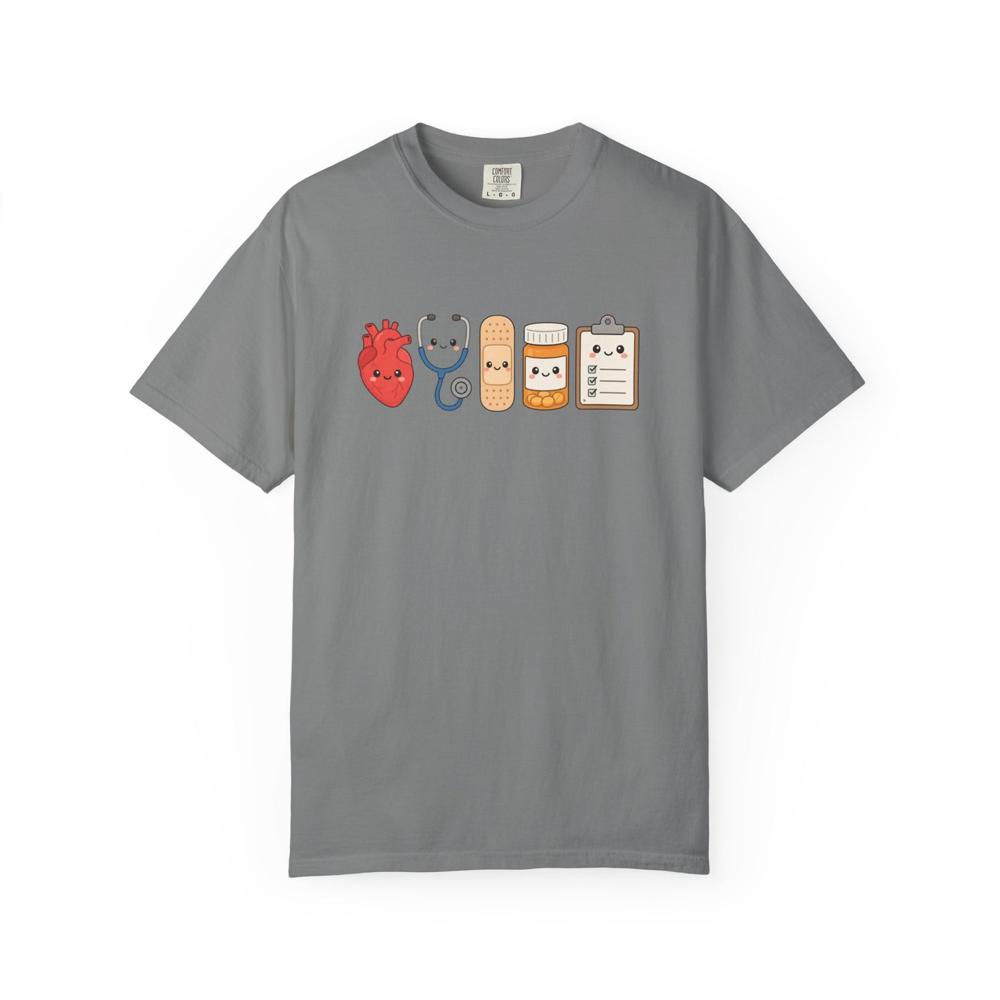 Cute Medical Kawaii T-Shirt — Heart, Stethoscope & Bandage Graphic Tee