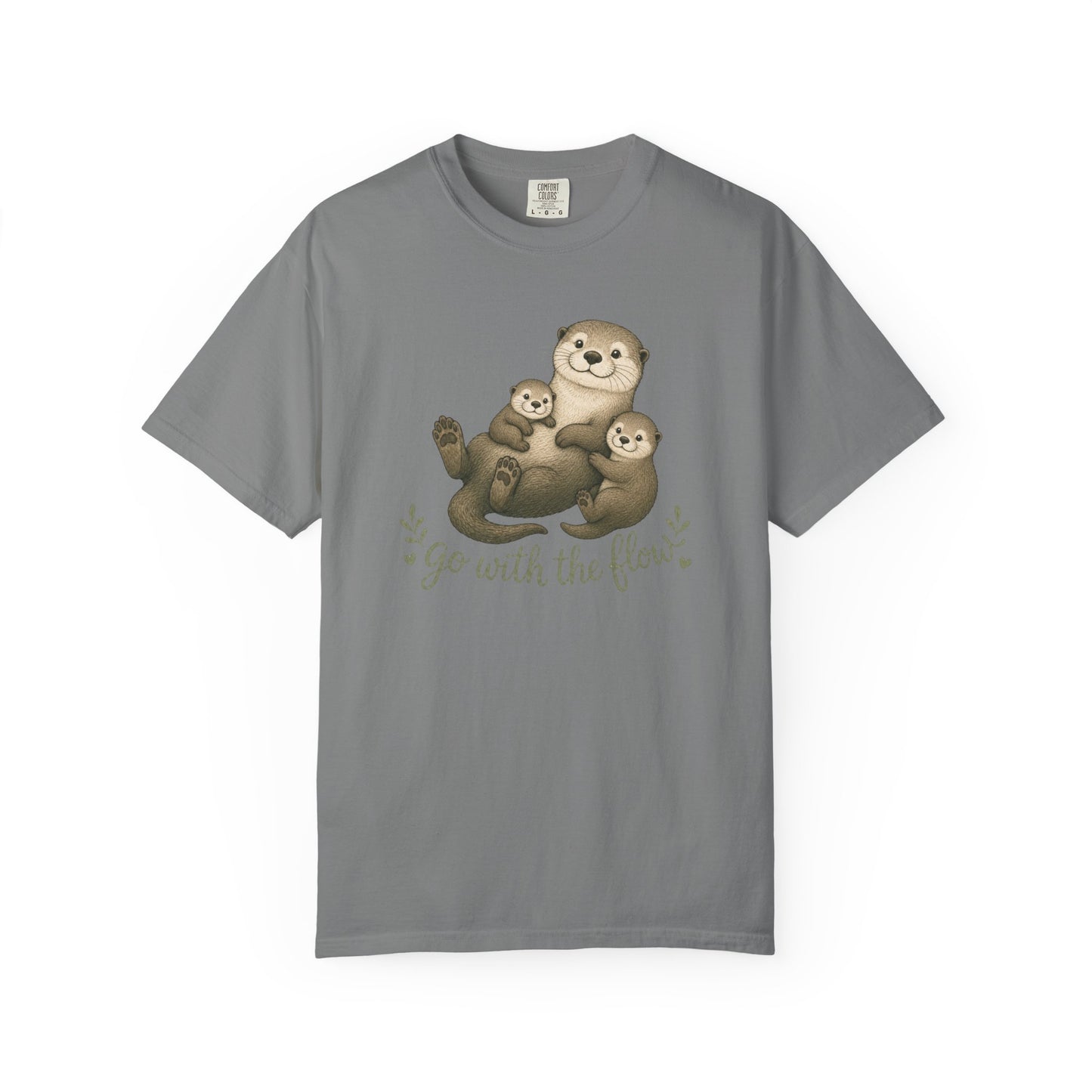 Otter Family T-Shirt — "Go With The Flow" Cute Animal Graphic Tee