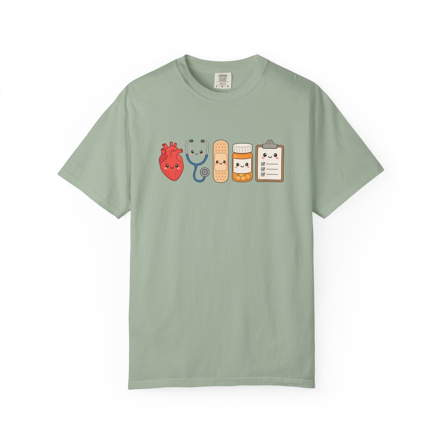 Cute Medical Kawaii T-Shirt — Heart, Stethoscope & Bandage Graphic Tee