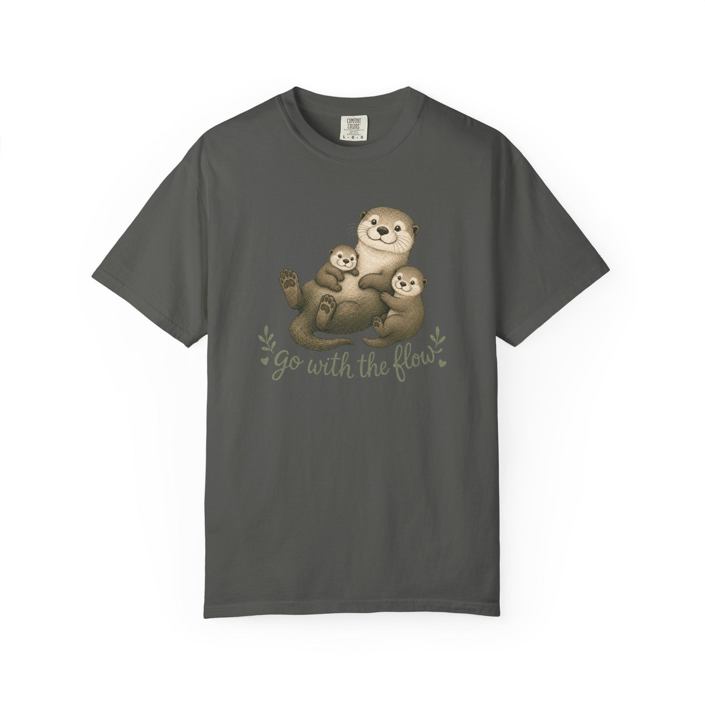 Otter Family T-Shirt — "Go With The Flow" Cute Animal Graphic Tee