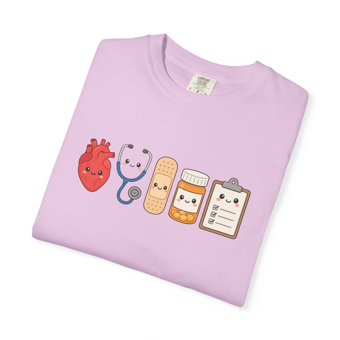 Cute Medical Kawaii T-Shirt — Heart, Stethoscope & Bandage Graphic Tee