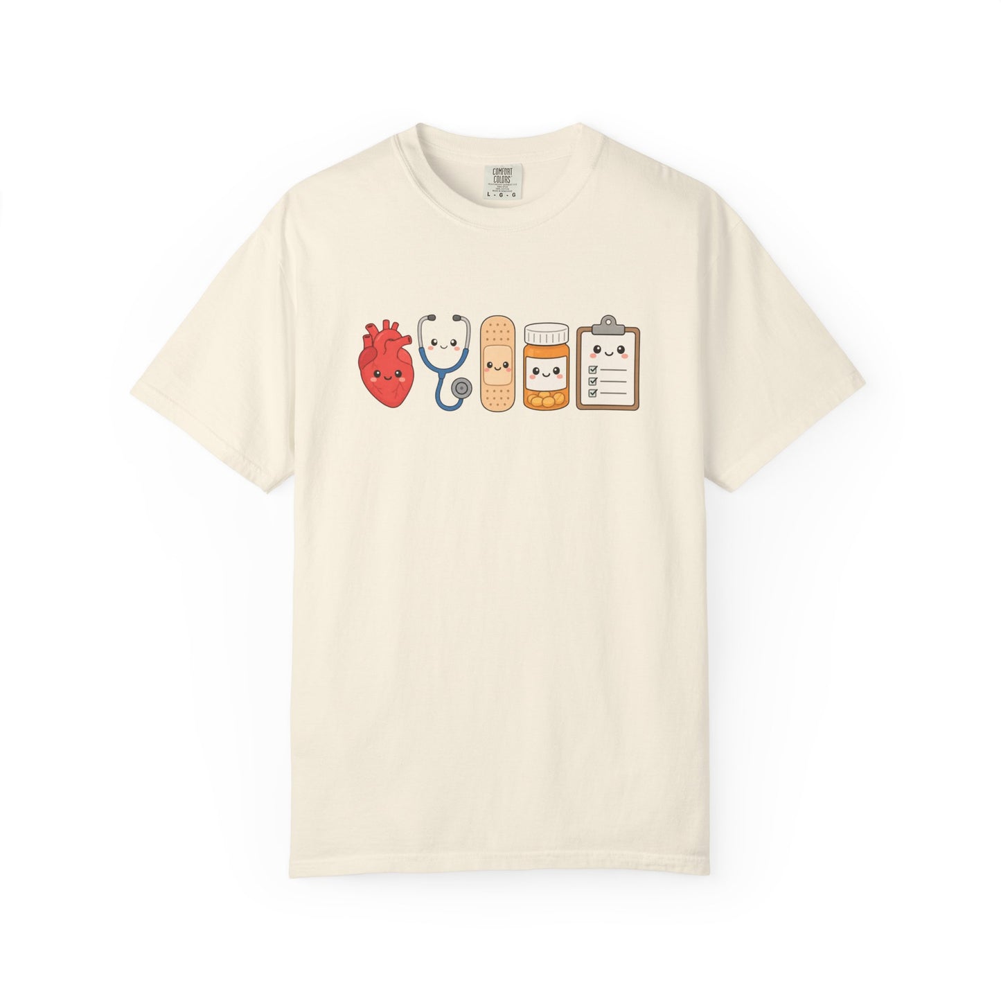 Cute Medical Kawaii T-Shirt — Heart, Stethoscope & Bandage Graphic Tee