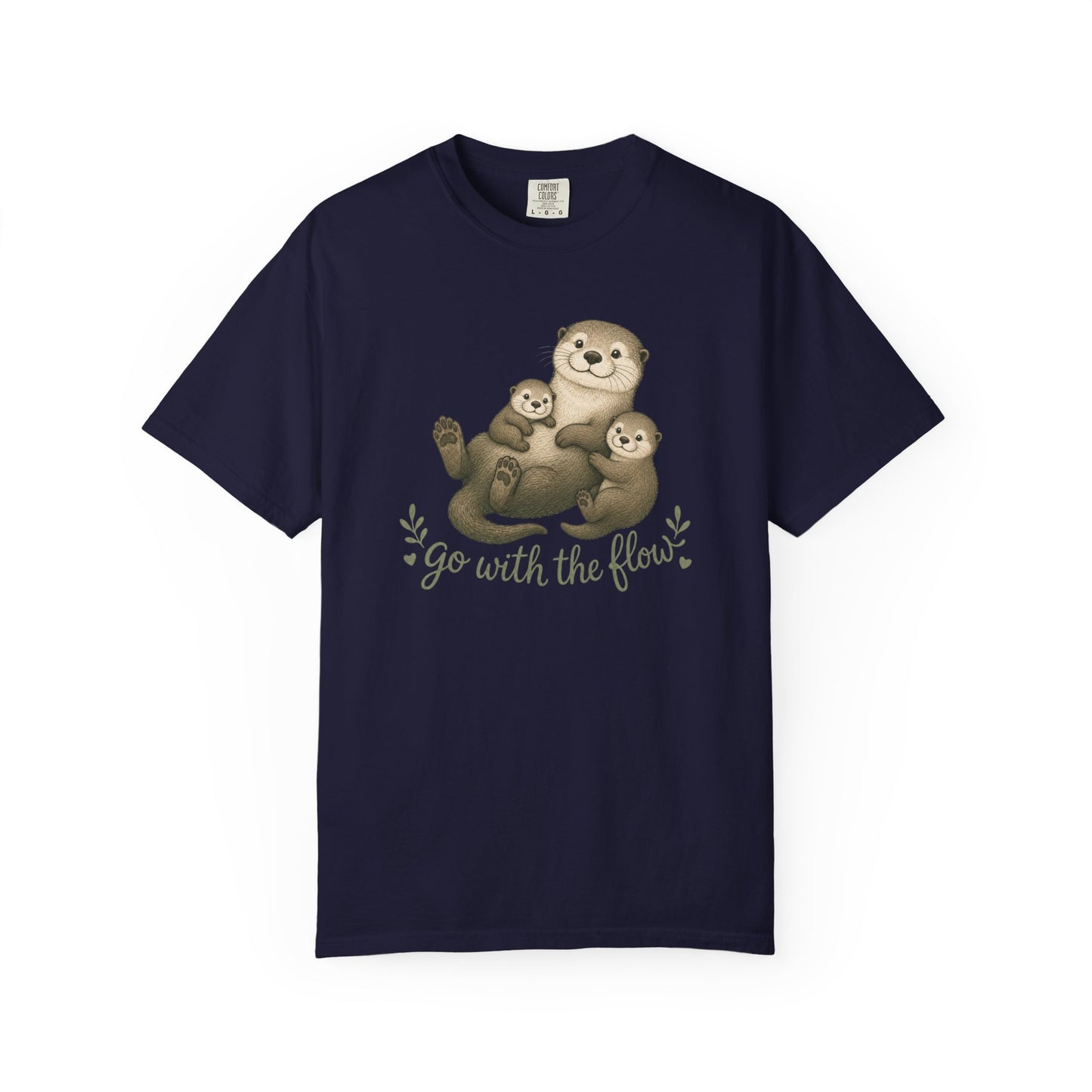 Otter Family T-Shirt — "Go With The Flow" Cute Animal Graphic Tee