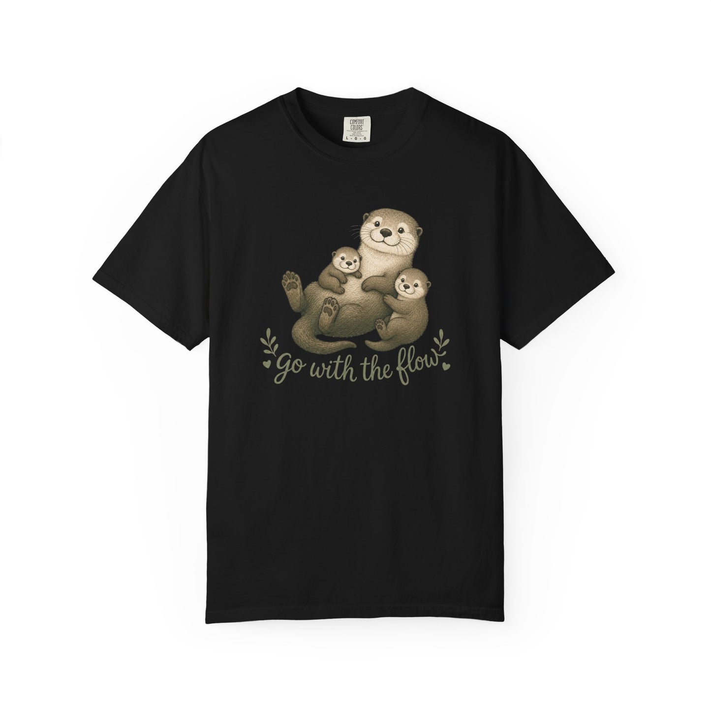 Otter Family T-Shirt — "Go With The Flow" Cute Animal Graphic Tee