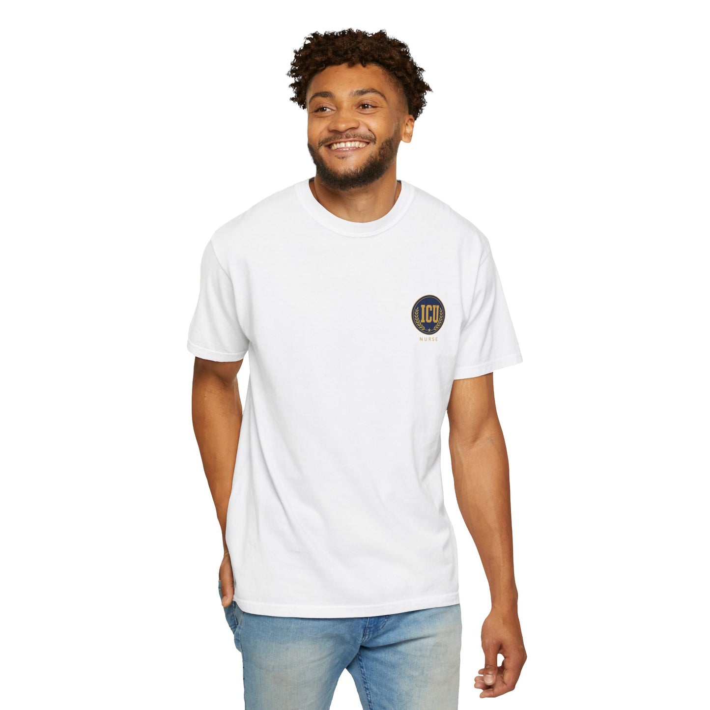 ICU Nurse Crest T‑Shirt — Vintage Laurel Emblem Tee