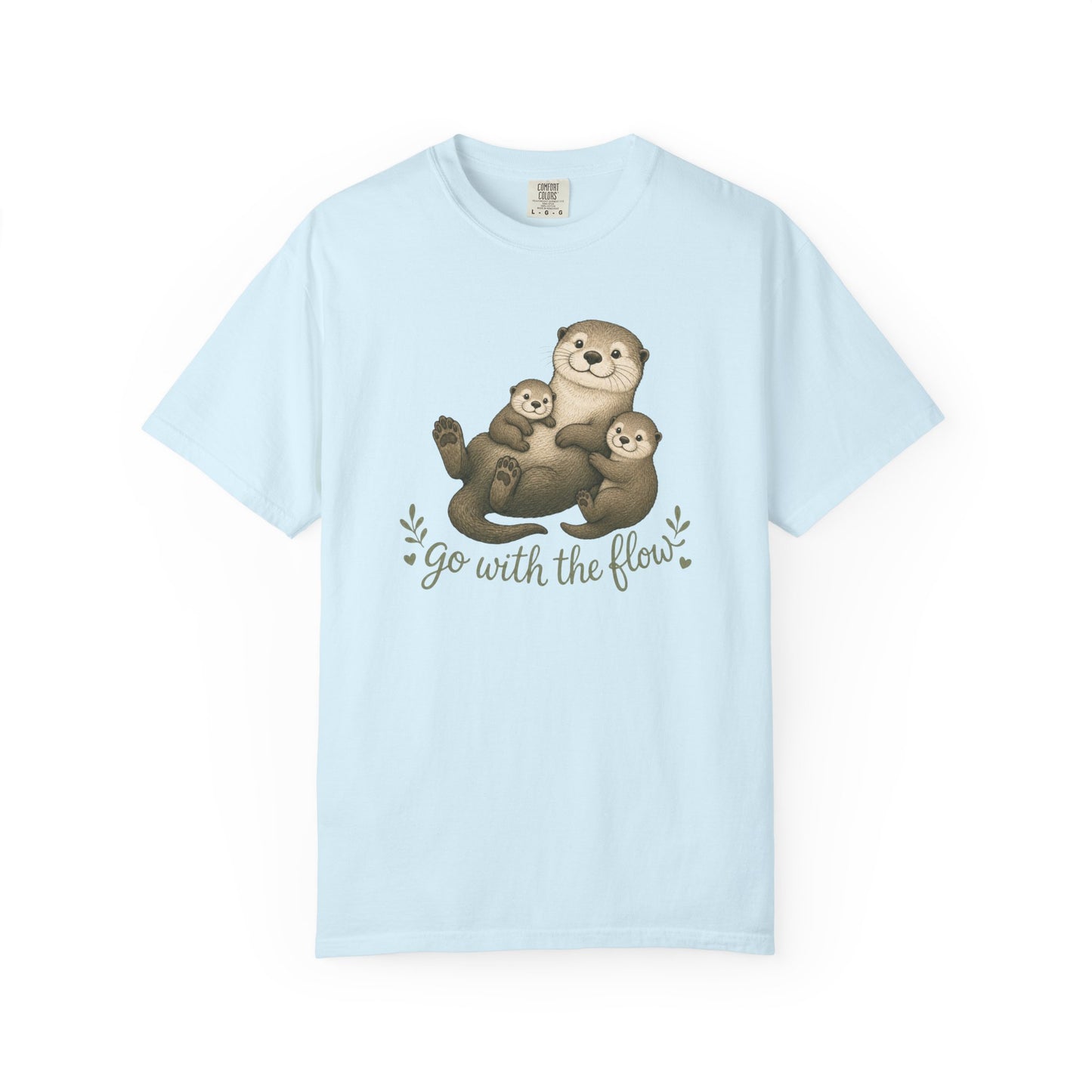 Otter Family T-Shirt — "Go With The Flow" Cute Animal Graphic Tee