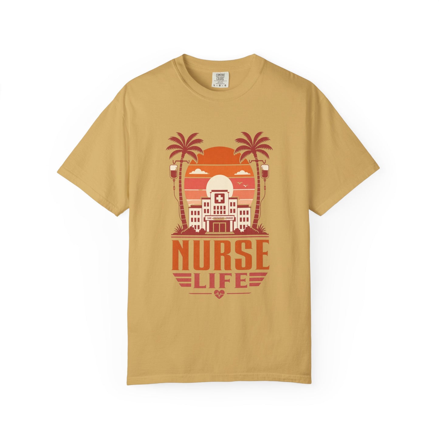 Nurse Life T-Shirt — Retro Beach Palm Hospital Graphic