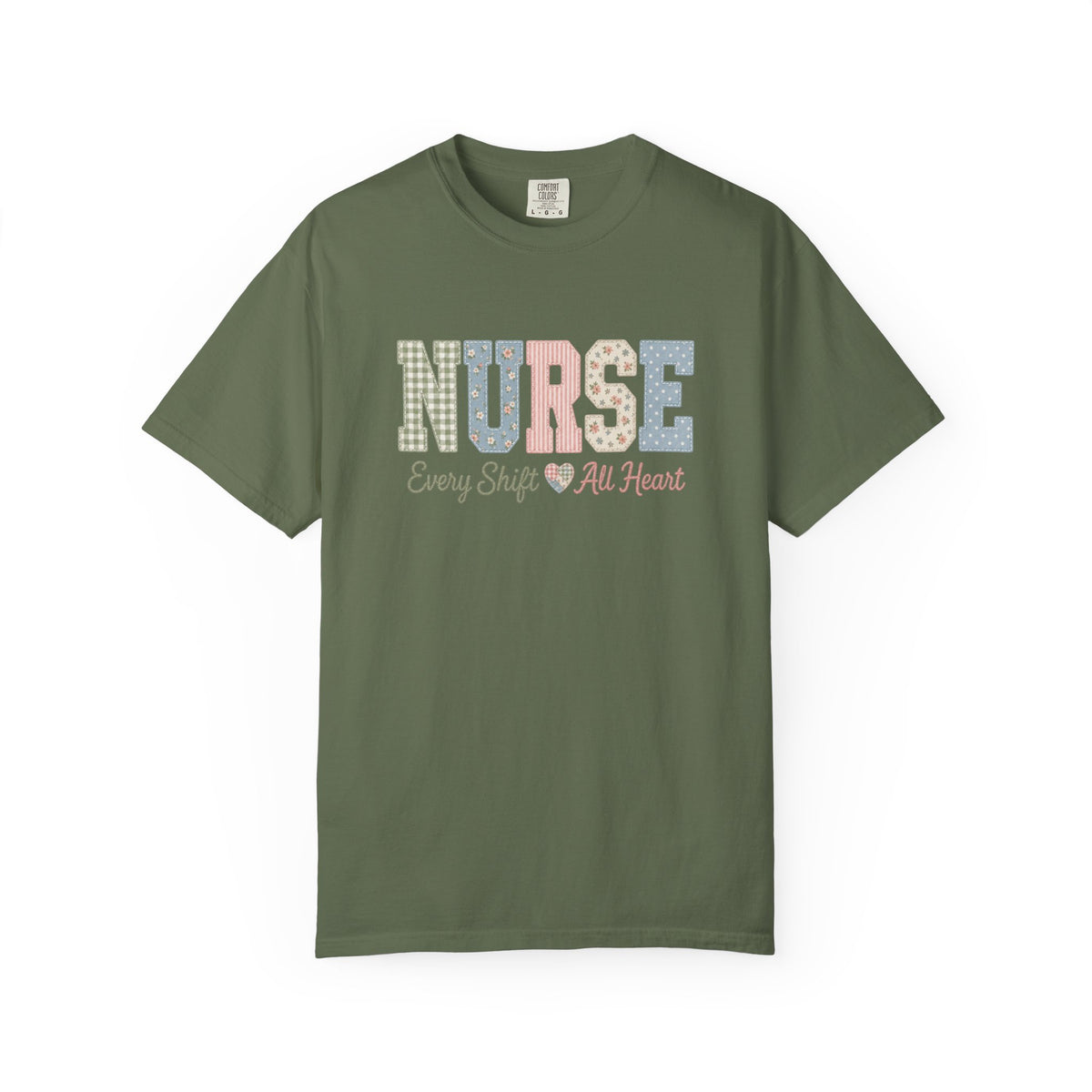 Nurse Shirt | Every Shift All Heart | Patchwork Letter Nurse Tee | RN Gift T-Shirt | Comfort Colors Nursing Shirt
