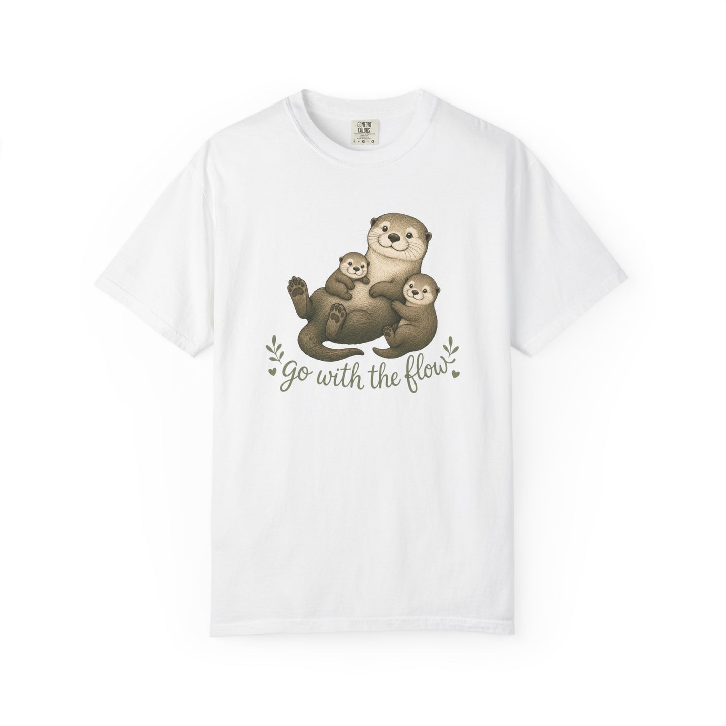 Otter Family T-Shirt — "Go With The Flow" Cute Animal Graphic Tee
