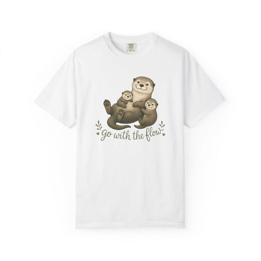 Otter Family T-Shirt — "Go With The Flow" Cute Animal Graphic Tee