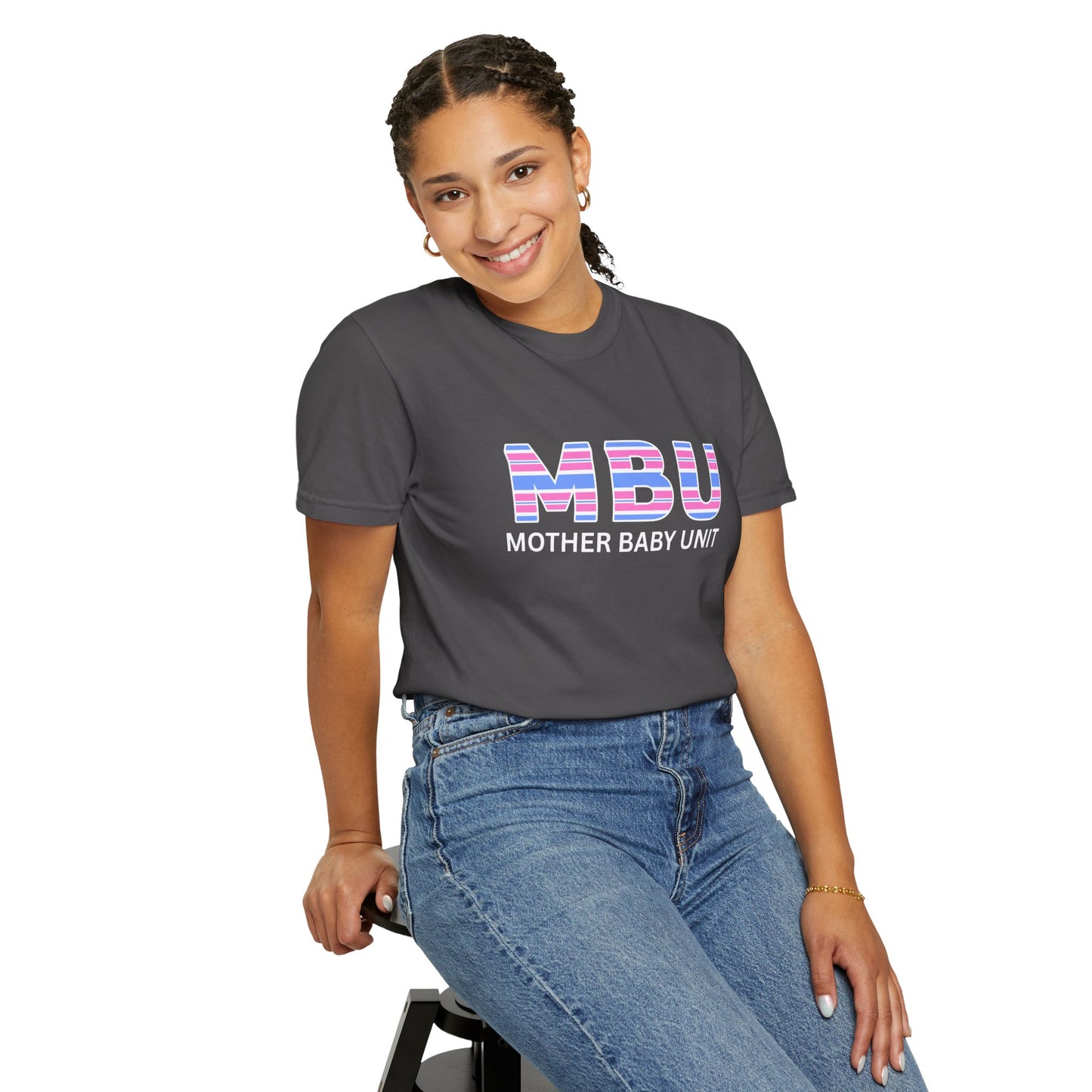 MBU "Mother Baby Unit" Striped Logo T-Shirt