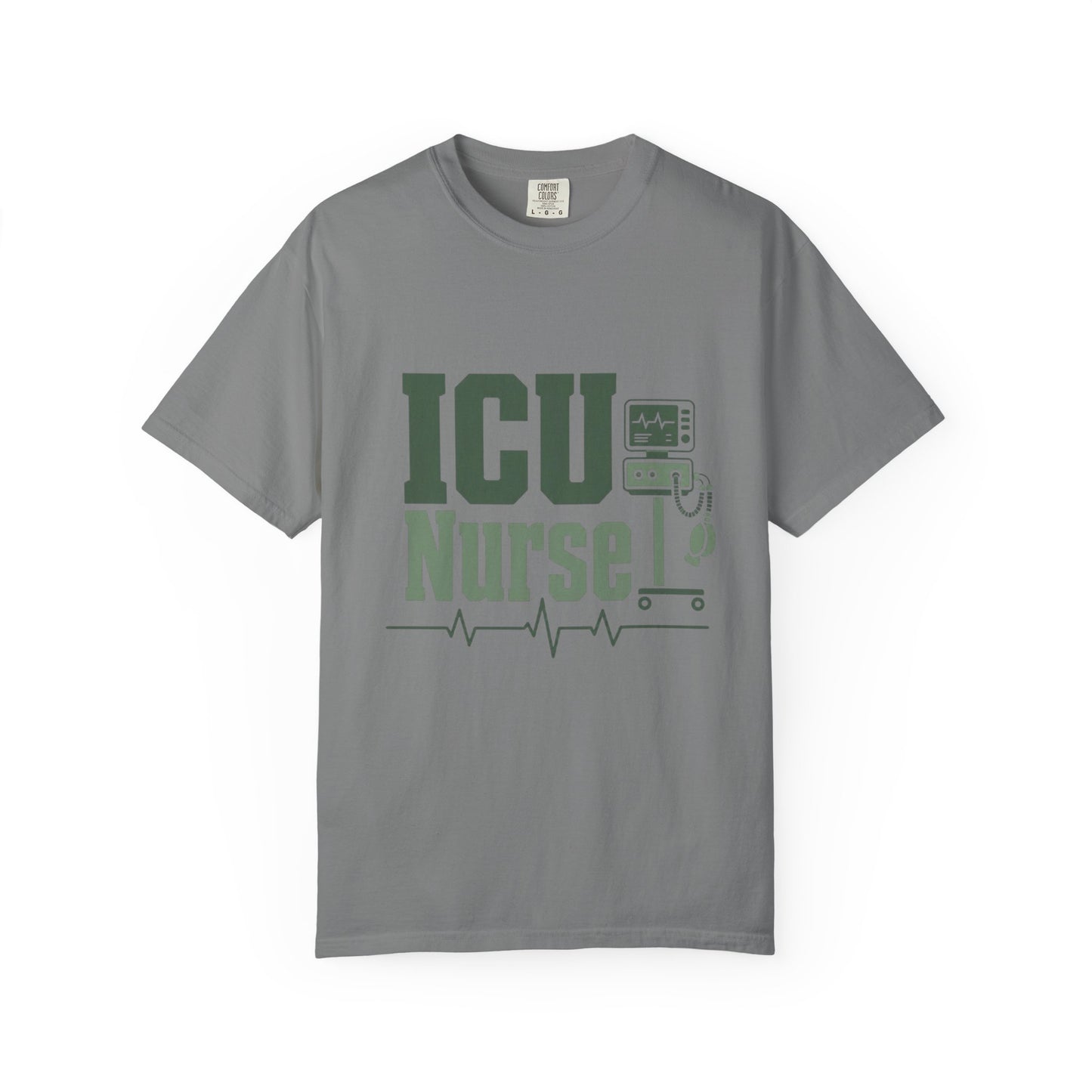 ICU Nurse T-Shirt — Funny Critical Care Nursing Tee with EKG & Monitor Graphic