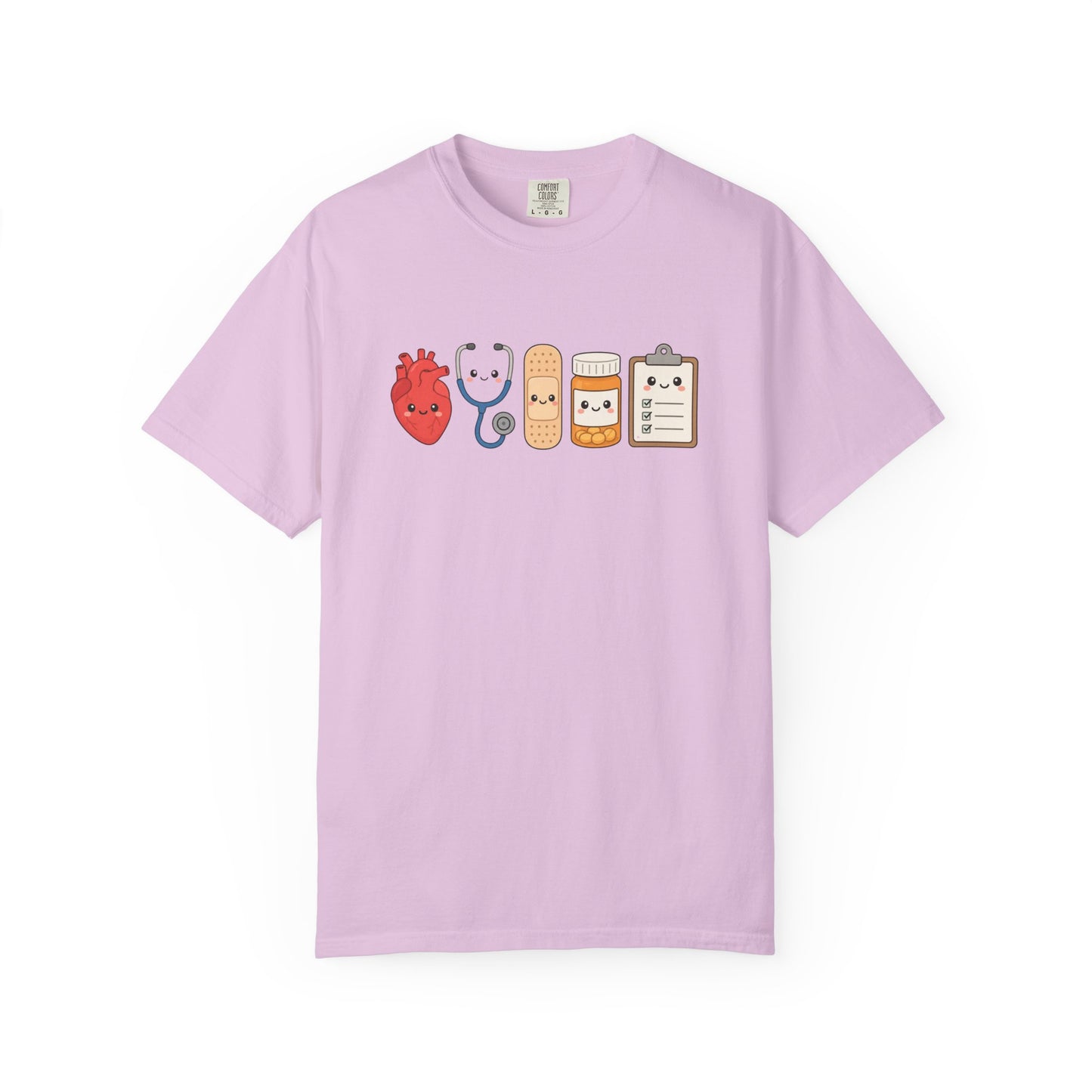 Cute Medical Kawaii T-Shirt — Heart, Stethoscope & Bandage Graphic Tee