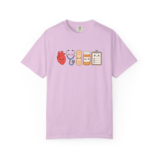 Cute Medical Kawaii T-Shirt — Heart, Stethoscope & Bandage Graphic Tee