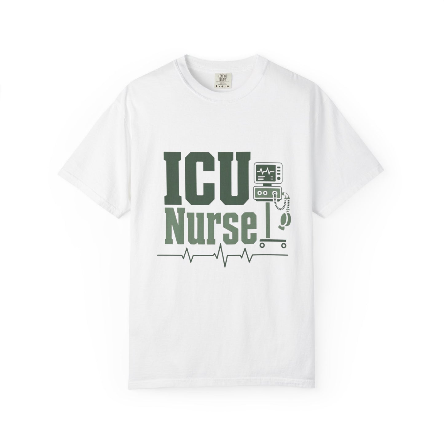 ICU Nurse T-Shirt — Funny Critical Care Nursing Tee with EKG & Monitor Graphic