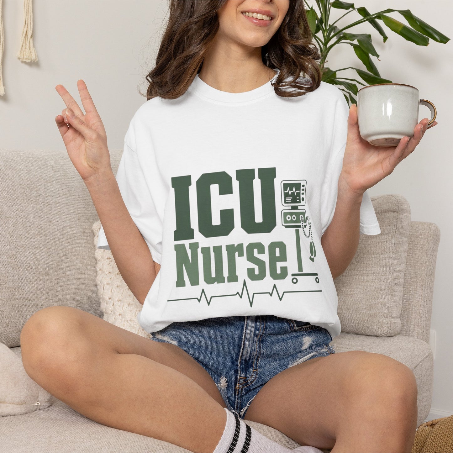 ICU Nurse T-Shirt — Funny Critical Care Nursing Tee with EKG & Monitor Graphic