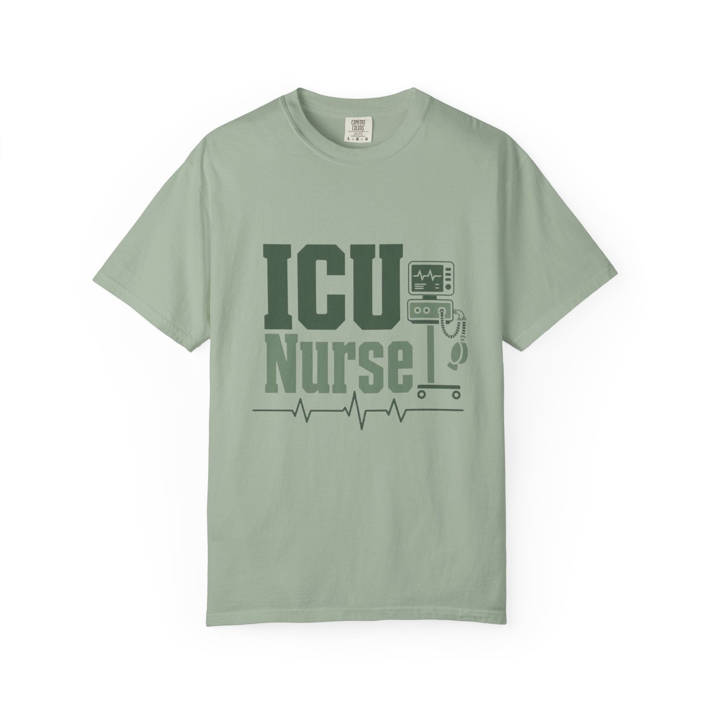 ICU Nurse T-Shirt — Funny Critical Care Nursing Tee with EKG & Monitor Graphic